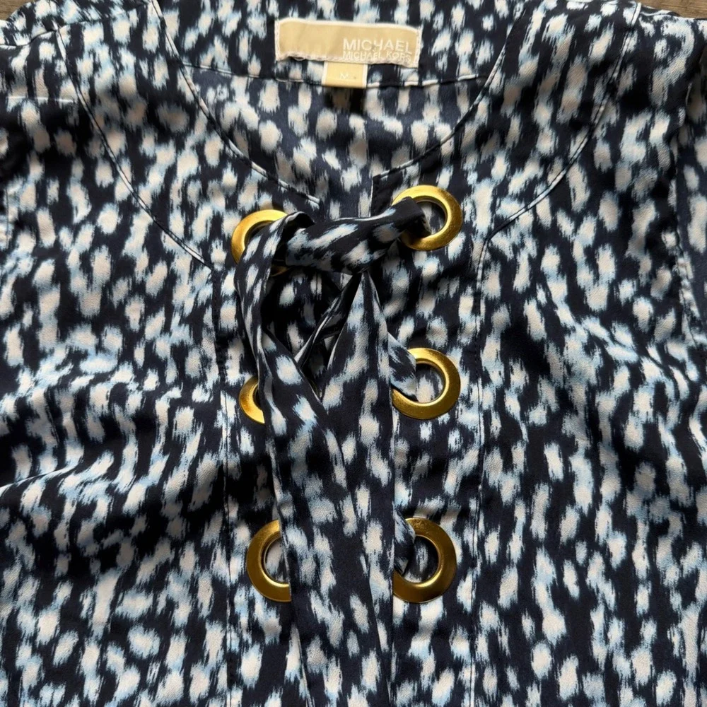 Michael Michael Kors Blue Grommet Sleeveless Blouse M